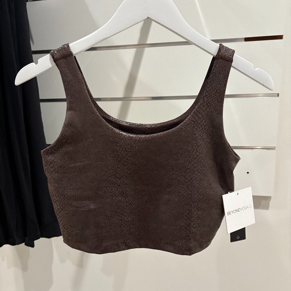 Beyond Yoga Power Shine Crop Tank Viper Espresso